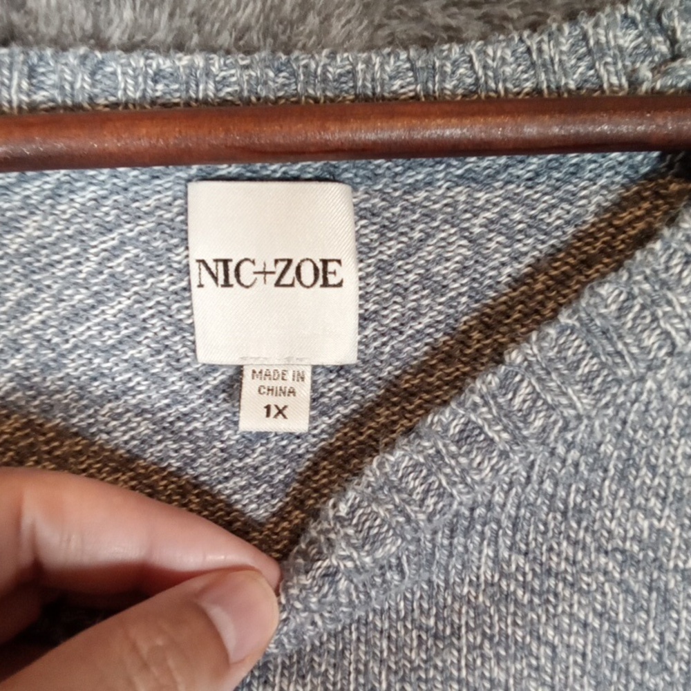 Nic+Zoe Blue Gray Crew Neck Sweater Womems 1X - Picture 3 of 9